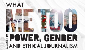 Graphic image reading conference title, "What MeToo Means for Gender, Power and Ethical Journalism"