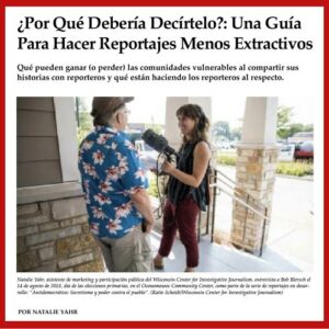 screenshot of Spanish version of a guide to less extractive reporting