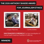 Headshots of 2026 Shadid Award winners Joaquin Palomino and Cynthia Dizikes