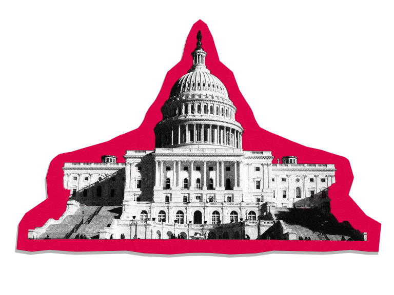 A stylized photo of the US Capitol building